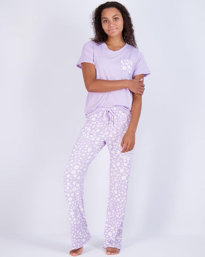 Real Essentials 2 Pack: Women’s Pajama Set Super-Soft Short & Long Sleeve Top With Pants (Available In Plus Size)