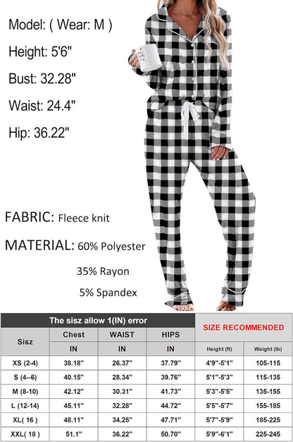 Women's Pajama Sets Long Sleeve Button Down Sleepwear Nightwear Soft Pjs Lounge Sets