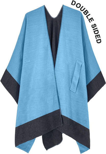 Women's Shawl Wrap Poncho Ruana Cape Open Front Cardigan Shawls for Fall Winter