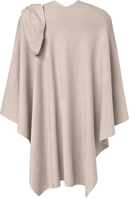 Womens Large Cross Front Poncho Sweater Wrap Topper Knitted Elegant Shawls Cape for Fall Winter