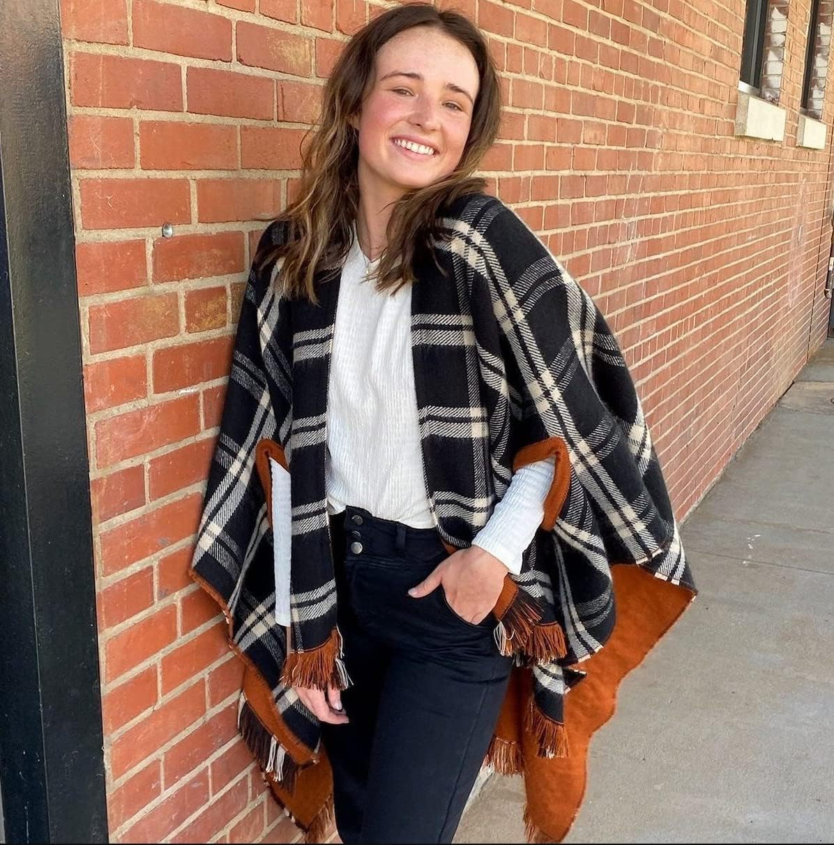 Women's Shawl Wrap Poncho Ruana Cape Open Front Cardigan Shawls for Fall Winter