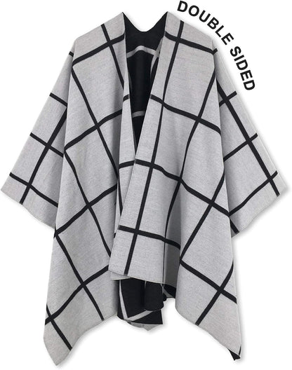 Women's Shawl Wrap Poncho Ruana Cape Open Front Cardigan Shawls for Fall Winter