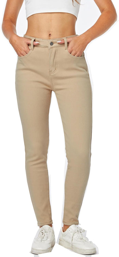 Women's Winter Fleece Lined Sherpa Thermal Skinny Pants Casual Warm Trousers