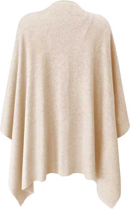 Womens Large Cross Front Poncho Sweater Wrap Topper Knitted Elegant Shawls Cape for Fall Winter