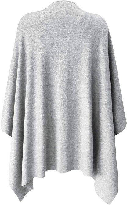 Womens Large Cross Front Poncho Sweater Wrap Topper Knitted Elegant Shawls Cape for Fall Winter