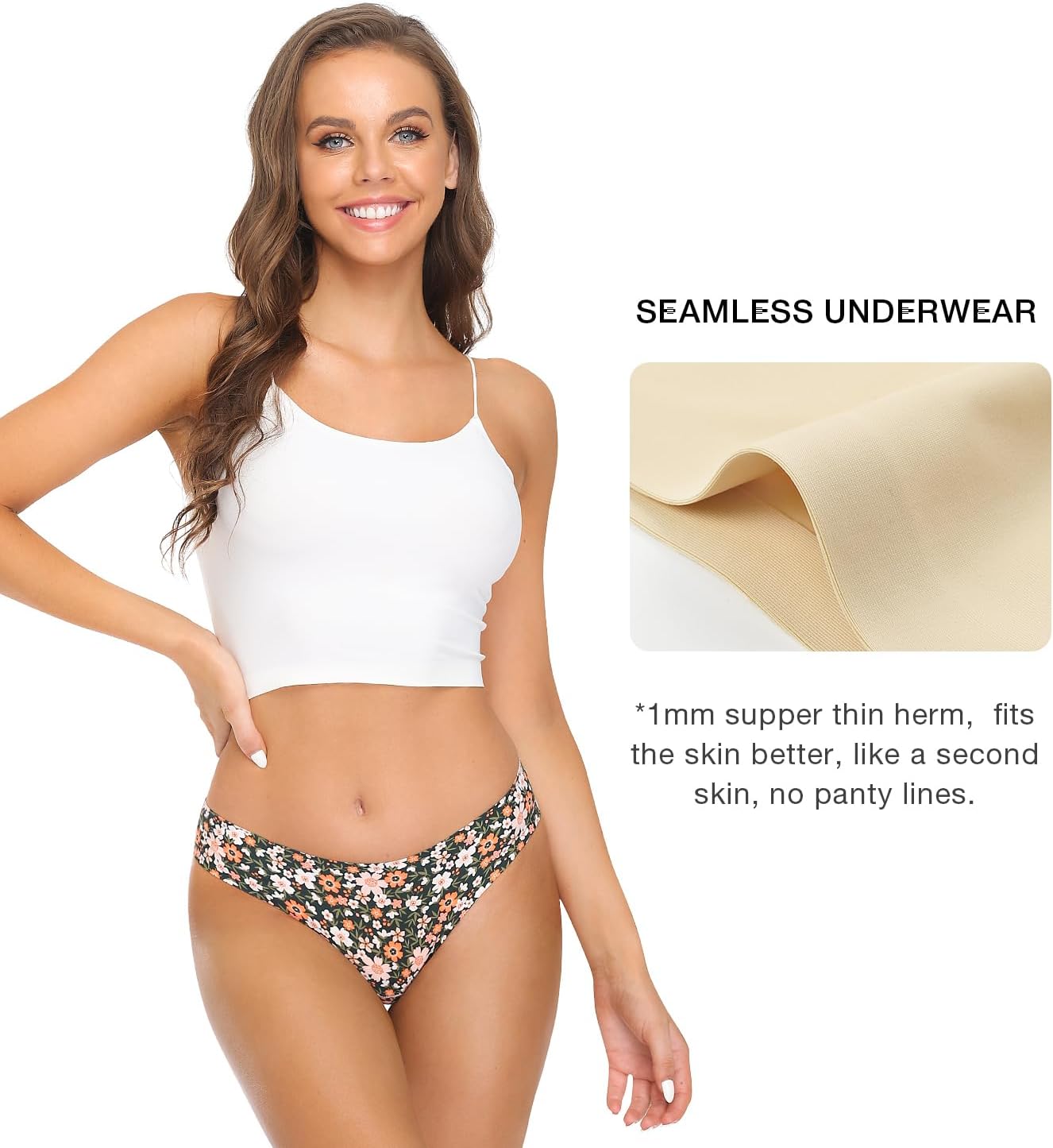 Women’s Seamless Hipster Underwear No Show Panties Soft Stretch Bikini Underwears Multi-Pack