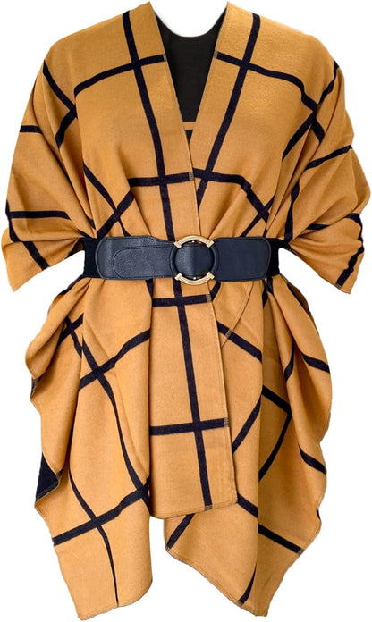 Women's Shawl Wrap Poncho Ruana Cape Open Front Cardigan Shawls for Fall Winter