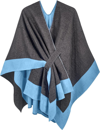 Women's Shawl Wrap Poncho Ruana Cape Open Front Cardigan Shawls for Fall Winter