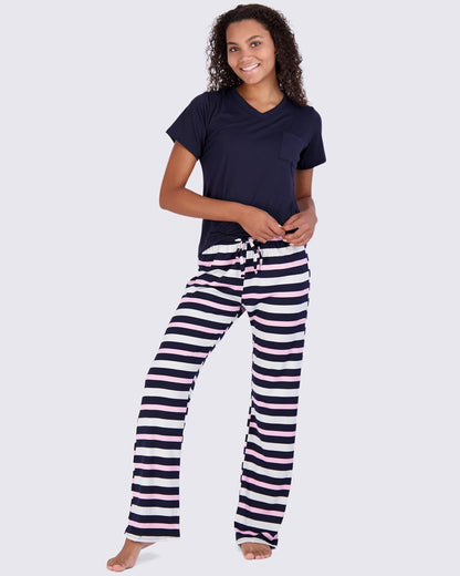 Real Essentials 2 Pack: Women’s Pajama Set Super-Soft Short & Long Sleeve Top With Pants (Available In Plus Size)