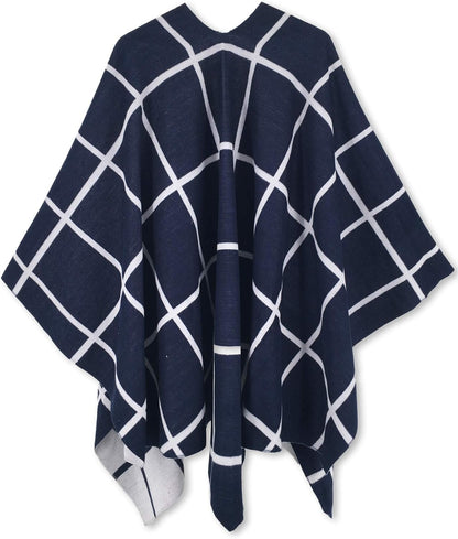 Women's Shawl Wrap Poncho Ruana Cape Open Front Cardigan Shawls for Fall Winter