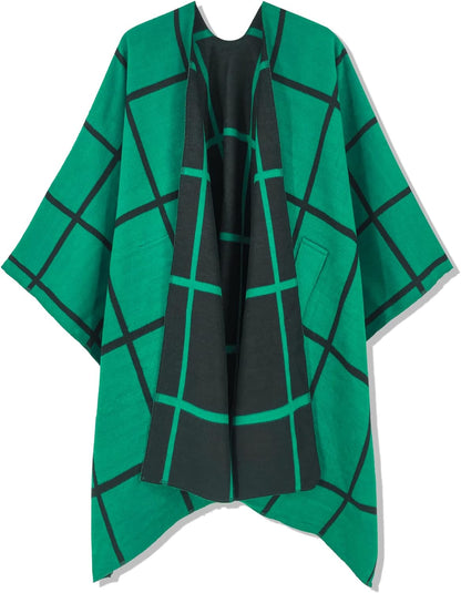 Women's Shawl Wrap Poncho Ruana Cape Open Front Cardigan Shawls for Fall Winter