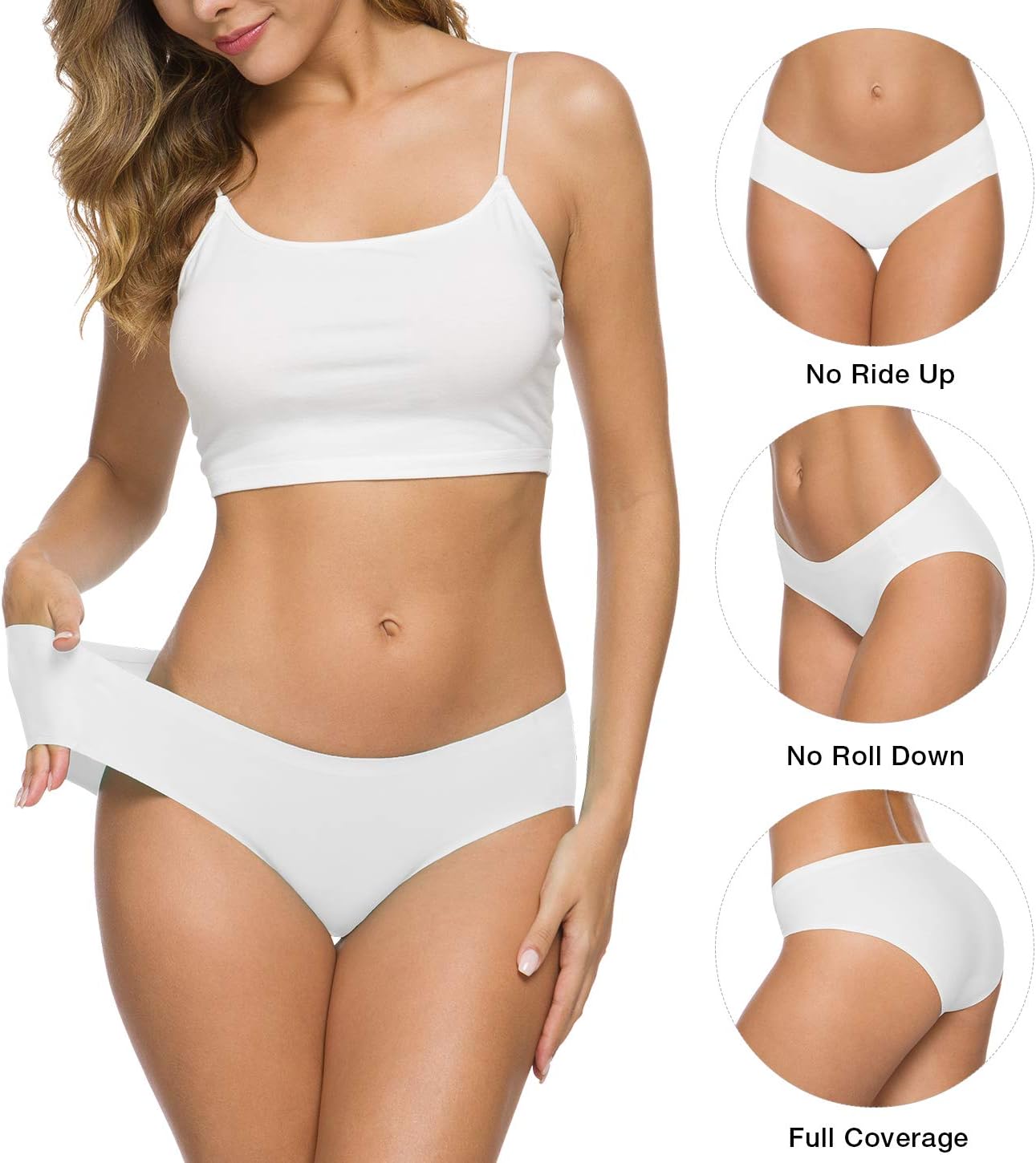 Women’s Seamless Hipster Underwear No Show Panties Soft Stretch Bikini Underwears Multi-Pack