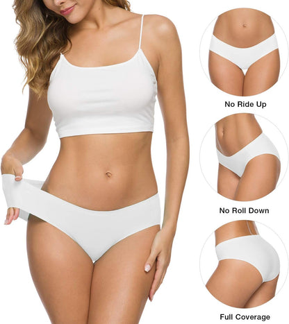Women’s Seamless Hipster Underwear No Show Panties Soft Stretch Bikini Underwears Multi-Pack