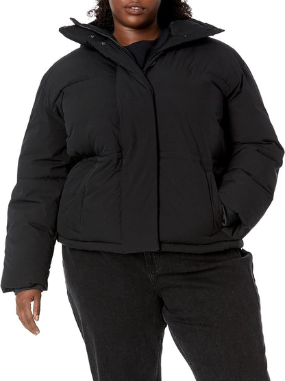 Women's Short Waisted Puffer Jacket (Available in Plus Size)