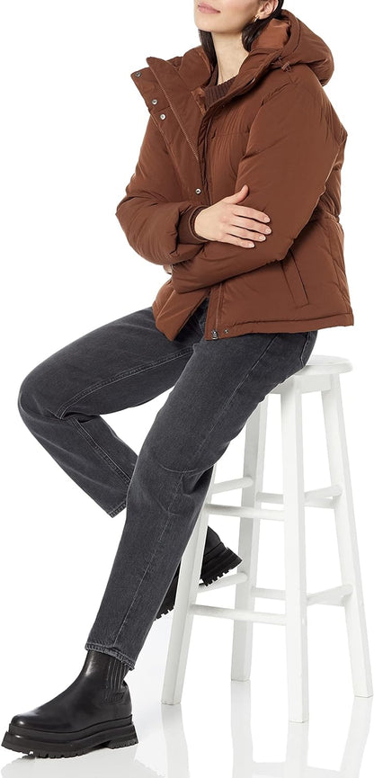 Women's Short Waisted Puffer Jacket (Available in Plus Size)