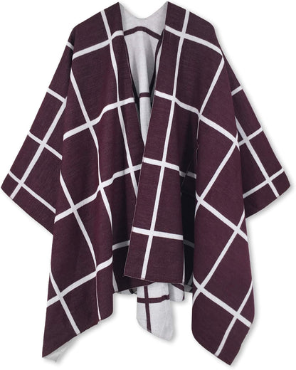 Women's Shawl Wrap Poncho Ruana Cape Open Front Cardigan Shawls for Fall Winter