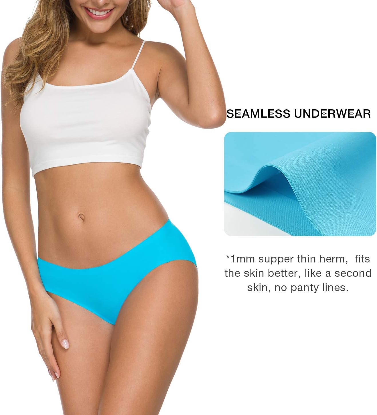 Women’s Seamless Hipster Underwear No Show Panties Soft Stretch Bikini Underwears Multi-Pack