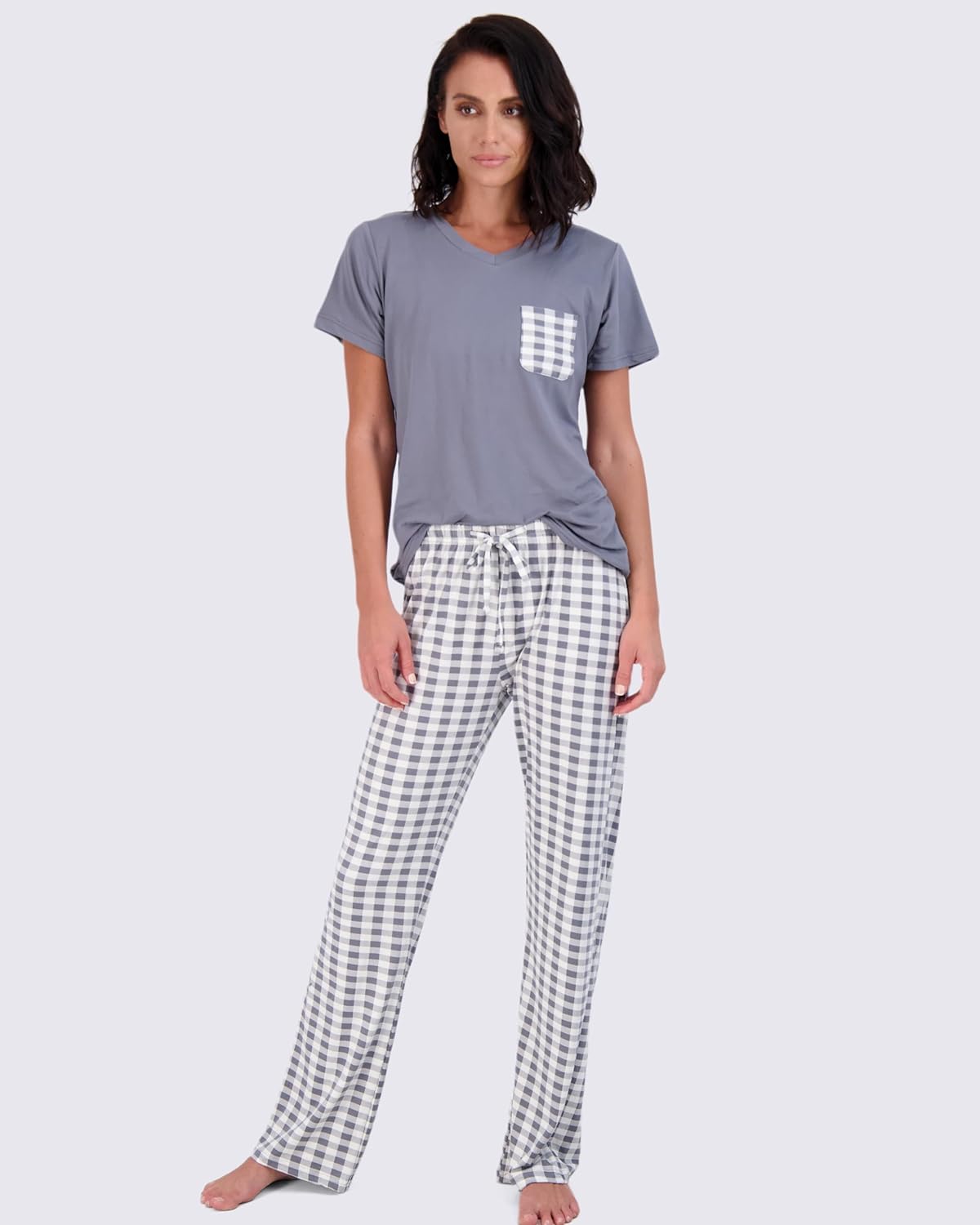 Real Essentials 2 Pack: Women’s Pajama Set Super-Soft Short & Long Sleeve Top With Pants (Available In Plus Size)