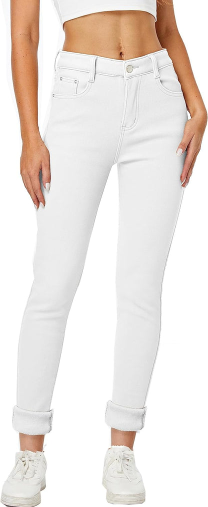 Women's Winter Fleece Lined Sherpa Thermal Skinny Pants Casual Warm Trousers