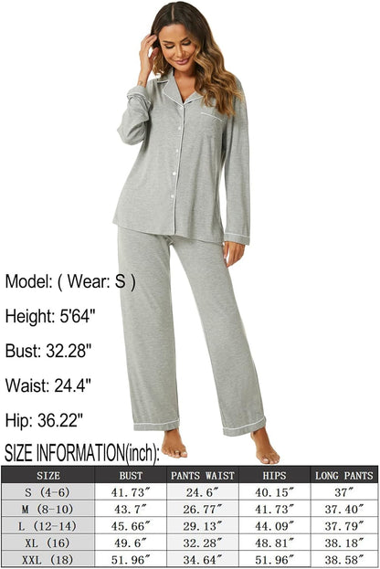 Women's Pajama Sets Long Sleeve Button Down Sleepwear Nightwear Soft Pjs Lounge Sets