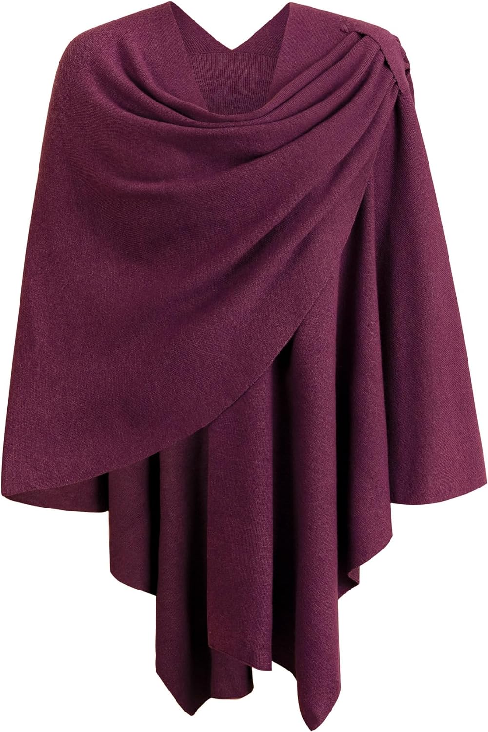 Womens Large Cross Front Poncho Sweater Wrap Topper Knitted Elegant Shawls Cape for Fall Winter