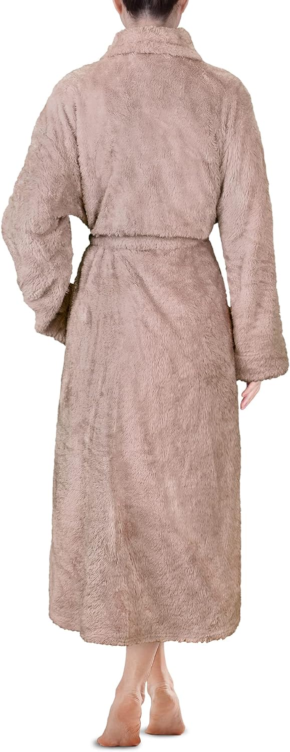 Premium Womens Plush Soft Robe Fluffy, Warm, Fleece Sherpa Shaggy Bathrobe