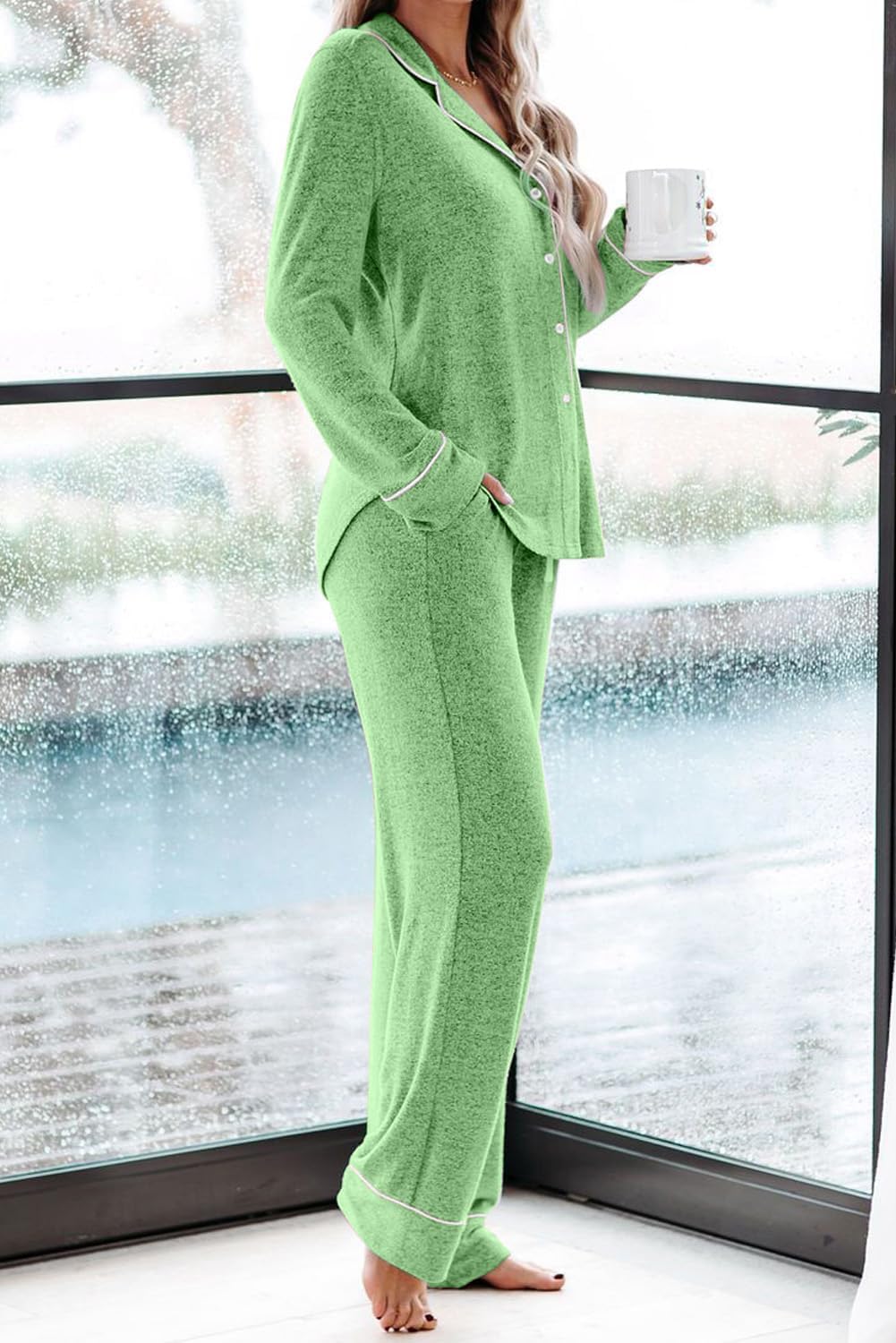 Women's Pajama Sets Long Sleeve Button Down Sleepwear Nightwear Soft Pjs Lounge Sets