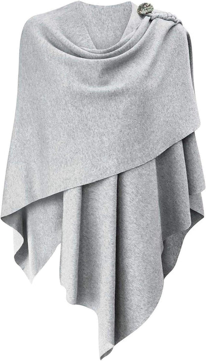 Womens Large Cross Front Poncho Sweater Wrap Topper Knitted Elegant Shawls Cape for Fall Winter