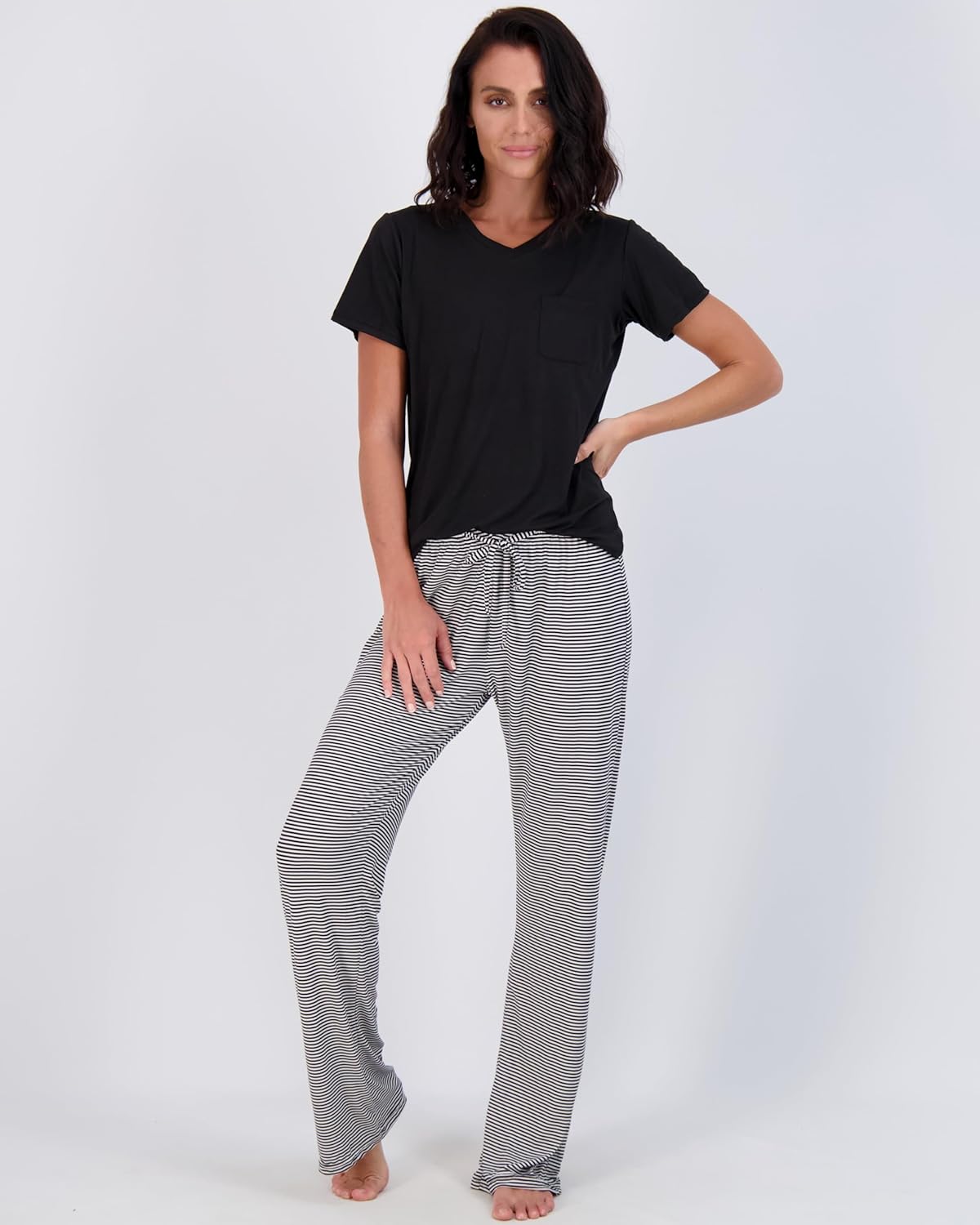Real Essentials 2 Pack: Women’s Pajama Set Super-Soft Short & Long Sleeve Top With Pants (Available In Plus Size)
