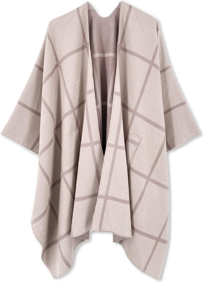 Women's Shawl Wrap Poncho Ruana Cape Open Front Cardigan Shawls for Fall Winter