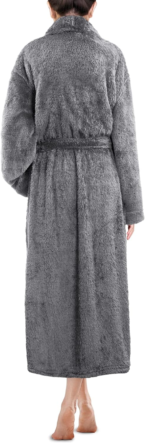 Premium Womens Plush Soft Robe Fluffy, Warm, Fleece Sherpa Shaggy Bathrobe