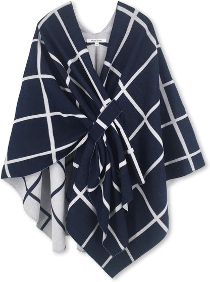 Women's Shawl Wrap Poncho Ruana Cape Open Front Cardigan Shawls for Fall Winter