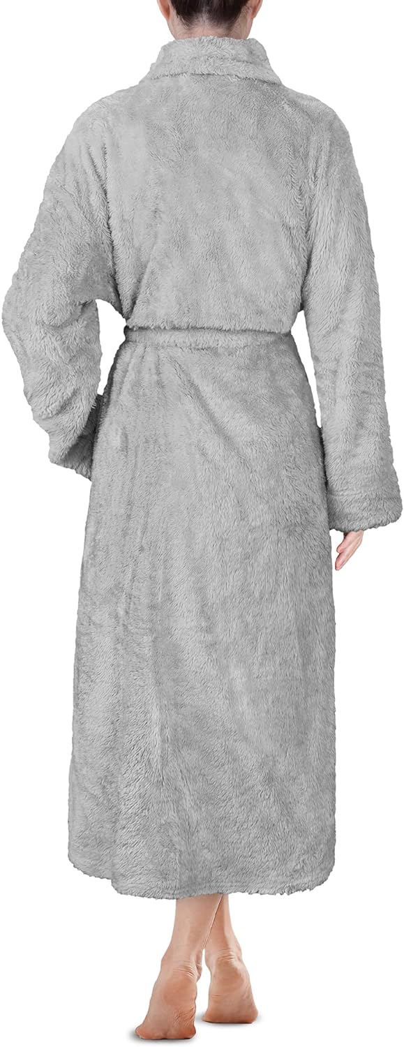 Premium Womens Plush Soft Robe Fluffy, Warm, Fleece Sherpa Shaggy Bathrobe