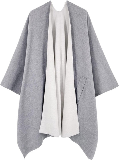 Women's Shawl Wrap Poncho Ruana Cape Open Front Cardigan Shawls for Fall Winter