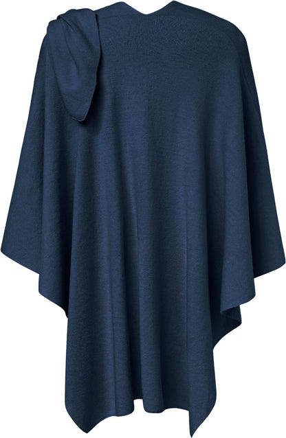 Womens Large Cross Front Poncho Sweater Wrap Topper Knitted Elegant Shawls Cape for Fall Winter