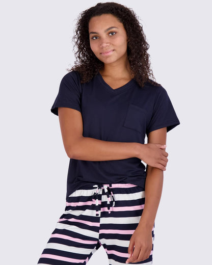 Real Essentials 2 Pack: Women’s Pajama Set Super-Soft Short & Long Sleeve Top With Pants (Available In Plus Size)