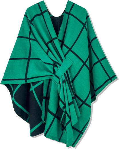 Women's Shawl Wrap Poncho Ruana Cape Open Front Cardigan Shawls for Fall Winter