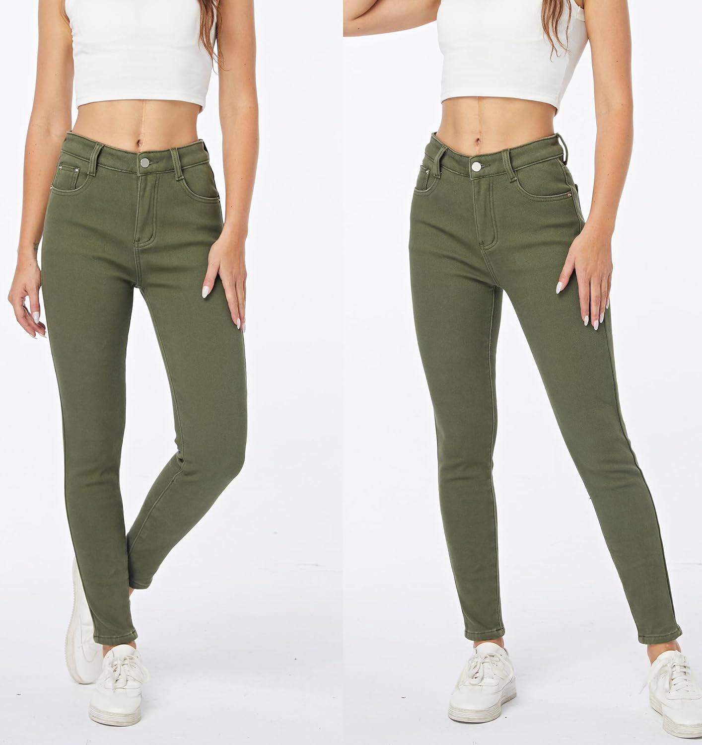 Women's Winter Fleece Lined Sherpa Thermal Skinny Pants Casual Warm Trousers