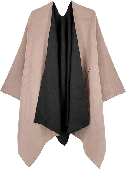 Women's Shawl Wrap Poncho Ruana Cape Open Front Cardigan Shawls for Fall Winter