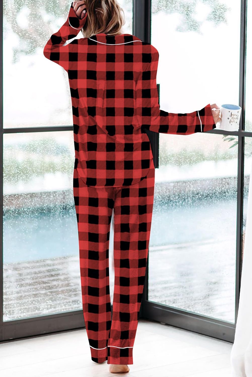 Women's Pajama Sets Long Sleeve Button Down Sleepwear Nightwear Soft Pjs Lounge Sets