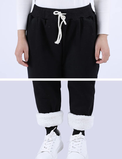 Women's Winter Warm Athletic Sweatpants Sherpa Lined Joggers Fleece Pants