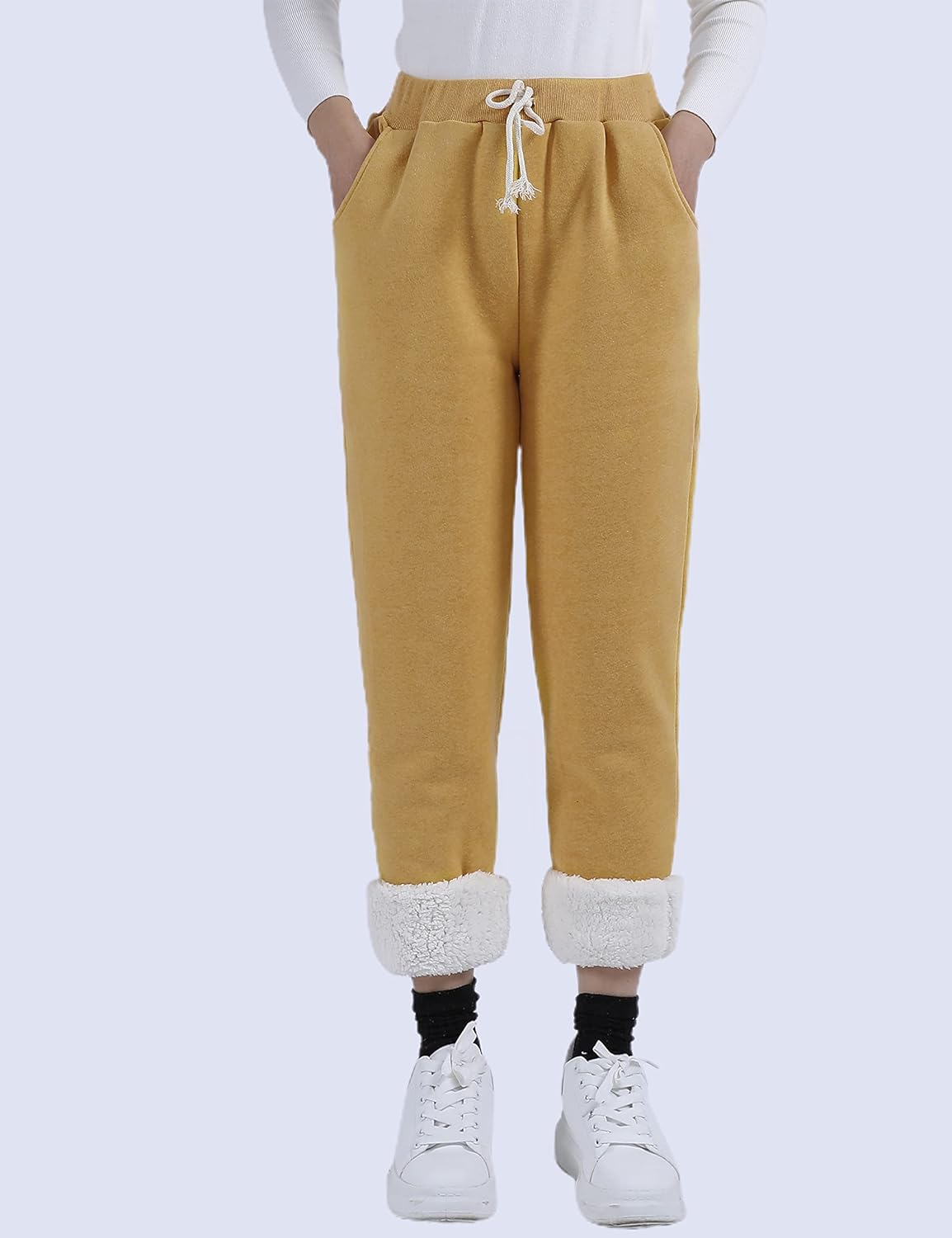 Women's Winter Warm Athletic Sweatpants Sherpa Lined Joggers Fleece Pants