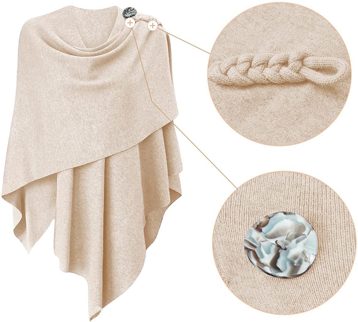 Womens Large Cross Front Poncho Sweater Wrap Topper Knitted Elegant Shawls Cape for Fall Winter