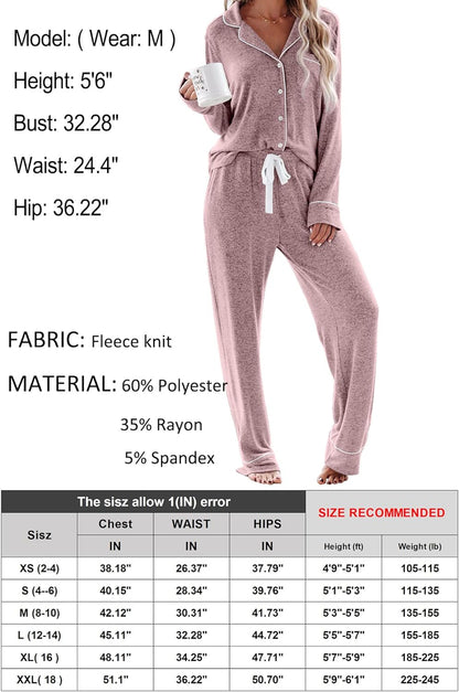 Women's Pajama Sets Long Sleeve Button Down Sleepwear Nightwear Soft Pjs Lounge Sets