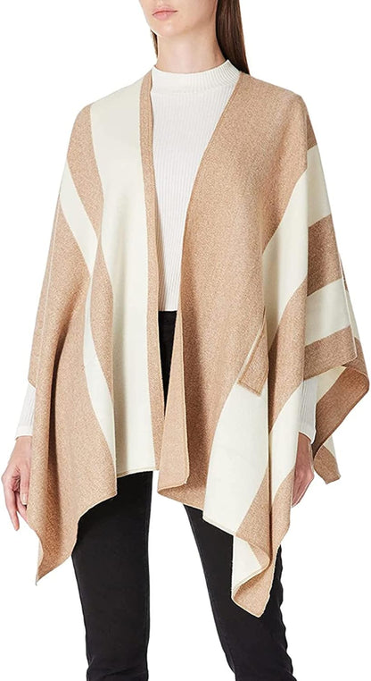 Women's Shawl Wrap Poncho Ruana Cape Open Front Cardigan Shawls for Fall Winter