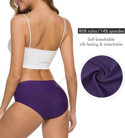 Women’s Seamless Hipster Underwear No Show Panties Soft Stretch Bikini Underwears Multi-Pack