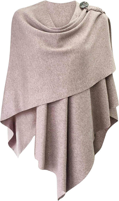 Womens Large Cross Front Poncho Sweater Wrap Topper Knitted Elegant Shawls Cape for Fall Winter