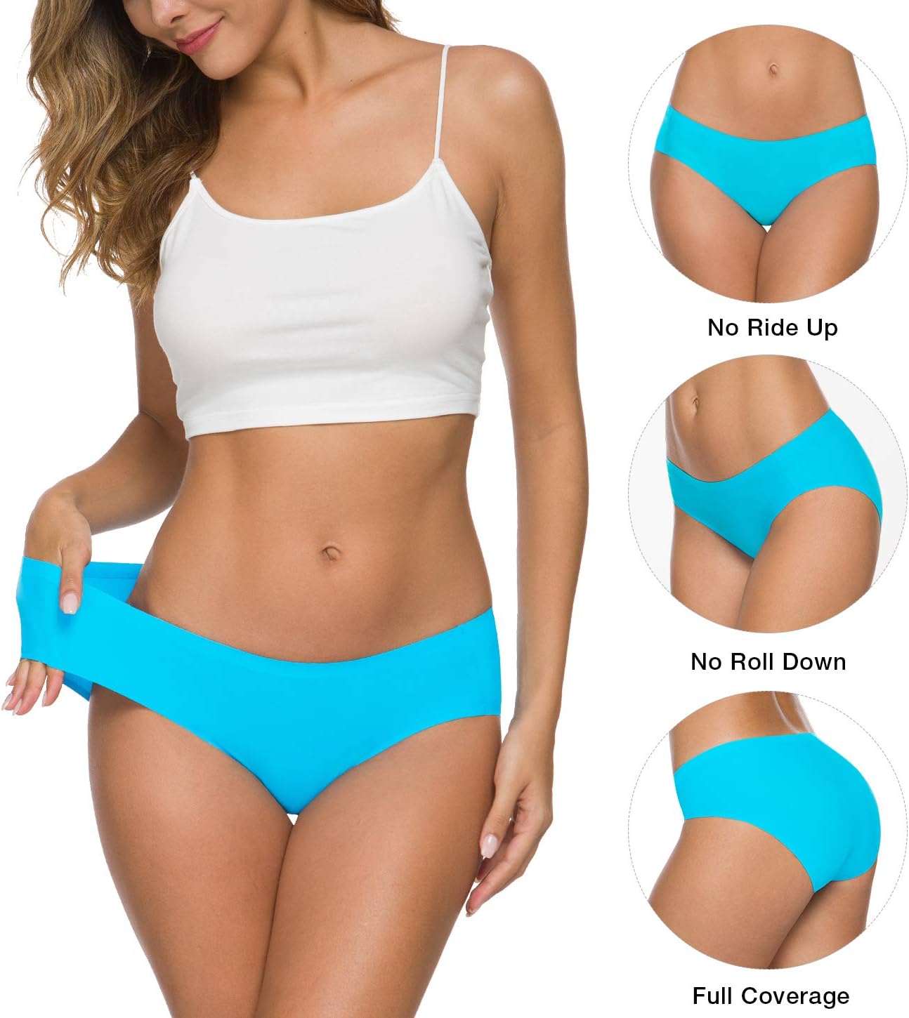 Women’s Seamless Hipster Underwear No Show Panties Soft Stretch Bikini Underwears Multi-Pack