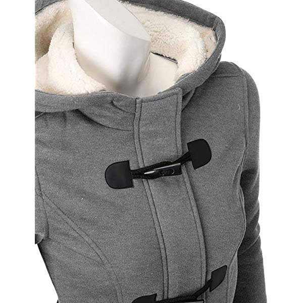 Ladies hooded coat button horn bomber jacket