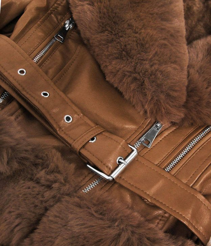 Black fur jacket Leather